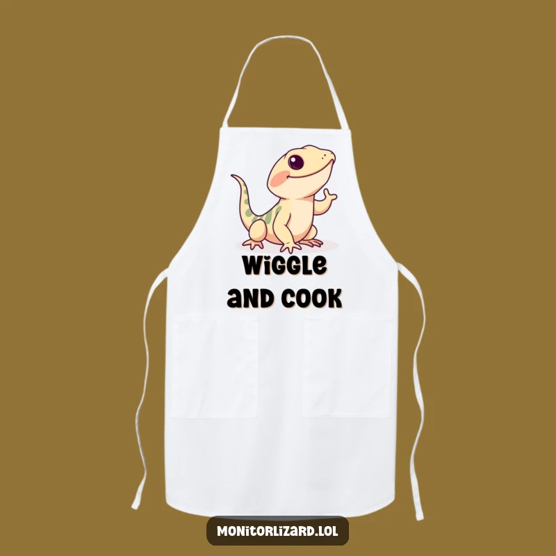 Funny Monitor Lizard Apron: Playful Tail Wiggle Kitchen Wear