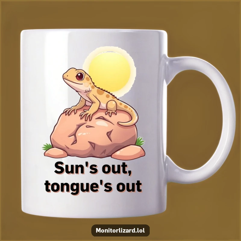 Funny Content Monitor Lizard Mug: Relaxing Reptile Gift for Lizard Lovers