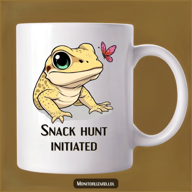 Funny Monitor Lizard Butterfly Mug: Ambitious Reptile Gift for Nature Lovers