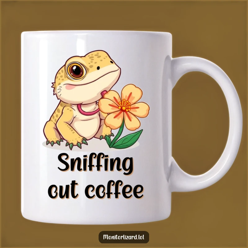 Funny Monitor Lizard Flower Mug: Curious Tongue Flick Gift