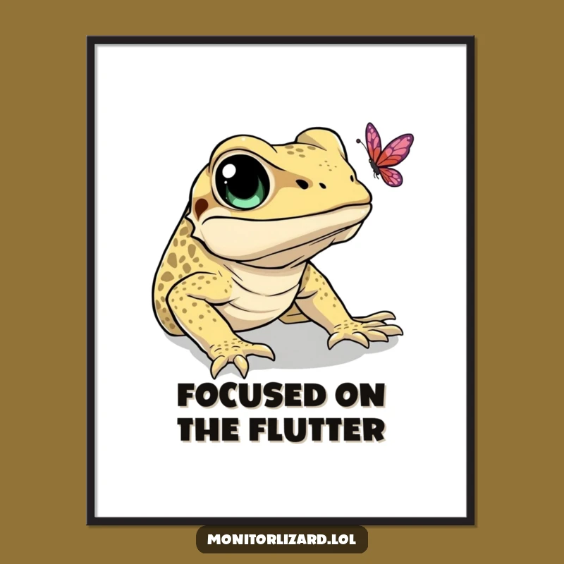 Funny Monitor Lizard Butterfly Digital Art: Whimsical Reptile Print