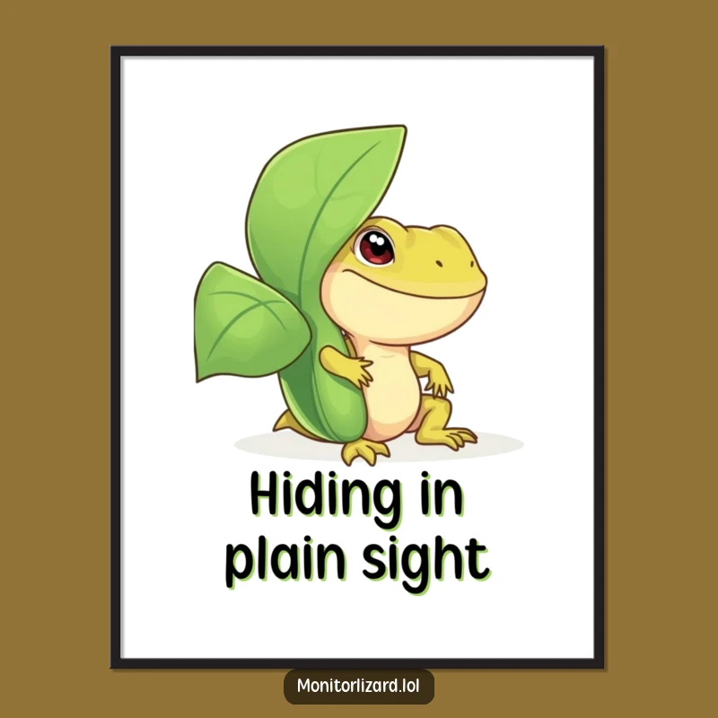 Funny Monitor Lizard Digital Art - Playful Reptile Peek Wall Decor, Instant Funny Gift