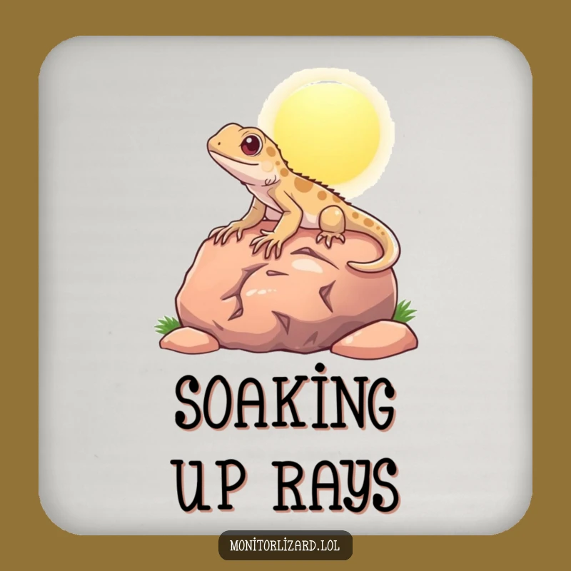 Funny Content Monitor Lizard Coaster: Protect Surfaces with Reptile Humor