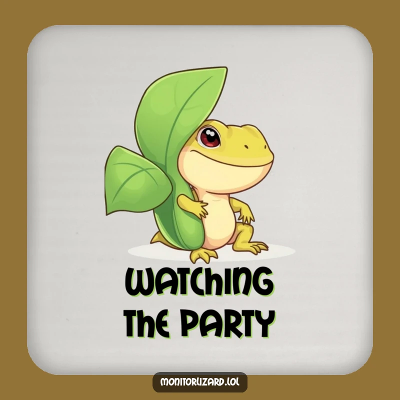 Funny Monitor Lizard Coaster Set - Reptile Plant Protection, Unique Funny Gift