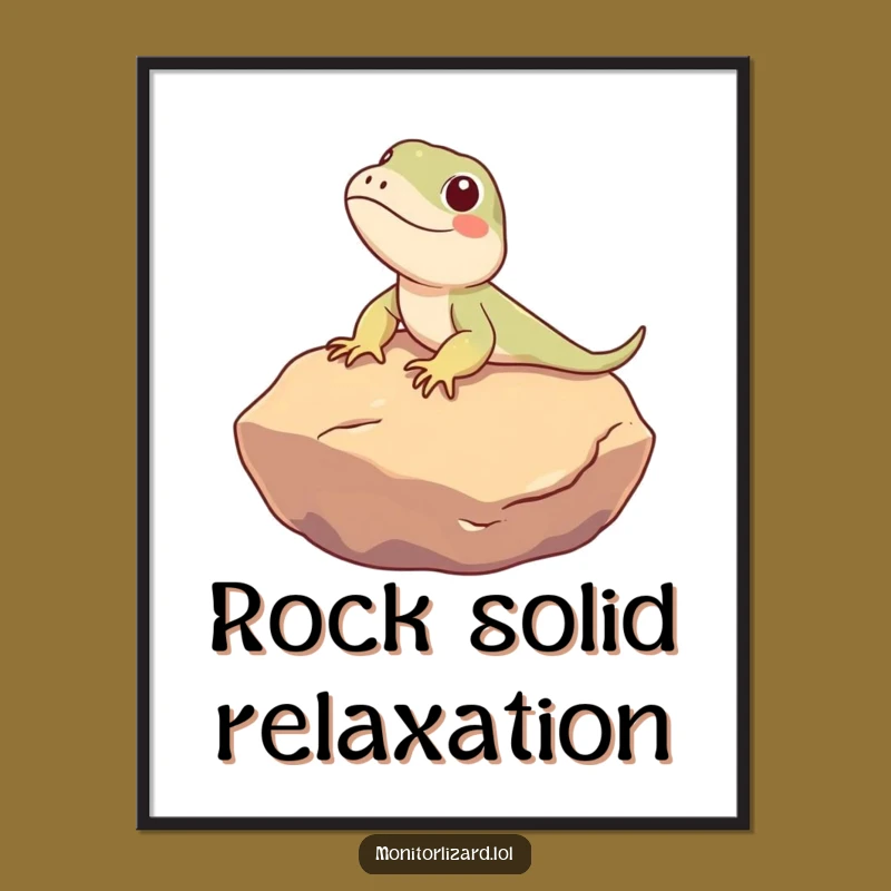 Funny Monitor Lizard Sun Art Poster: Relaxed Reptile Decor, Perfect Gift!