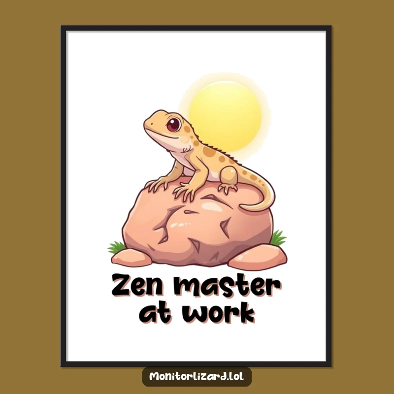 Funny Content Monitor Lizard Poster: Humorous Reptile Wall Art Gift