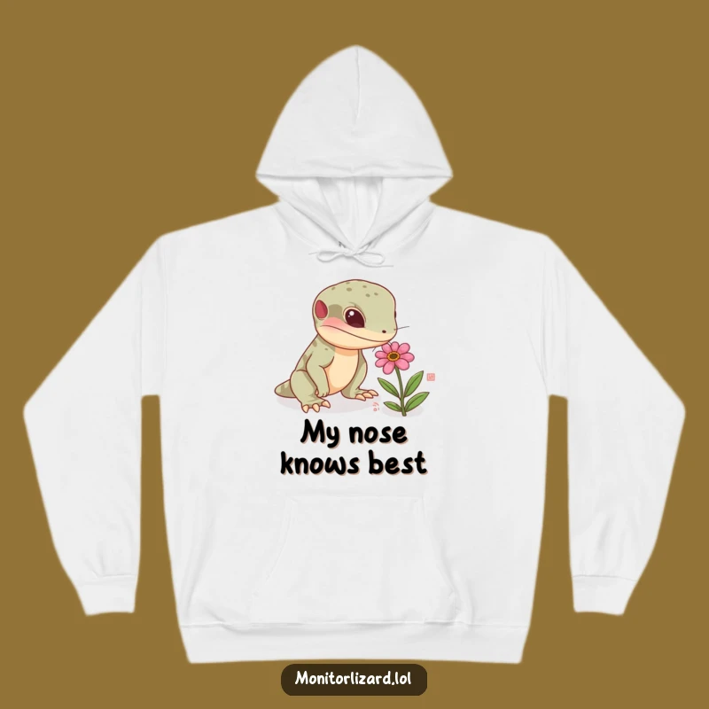 Funny Monitor Lizard Flower Hoodie - Cozy Curious Reptile Sweatshirt, Awesome Funny Gift