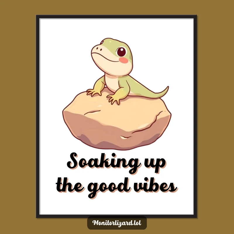 Funny Free Printable Wall Art: Lizard's Zen Sunbeam, Relaxing Downloadable Gift!