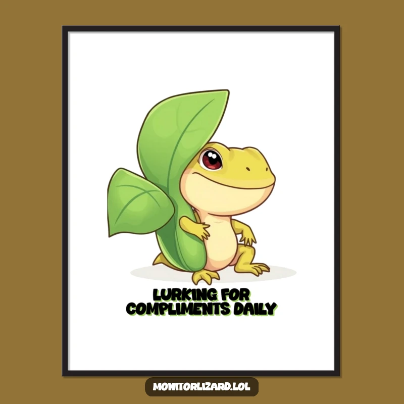 Funny Free Printable Wall Art: Monitor Lizard Peeking - Quirky Downloadable Lizard Decor