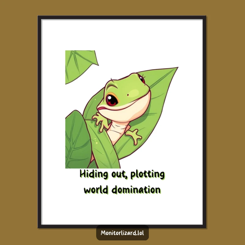 Free Printable Wall Art: Mischievous Lizard Peek - Funny Downloadable Decor