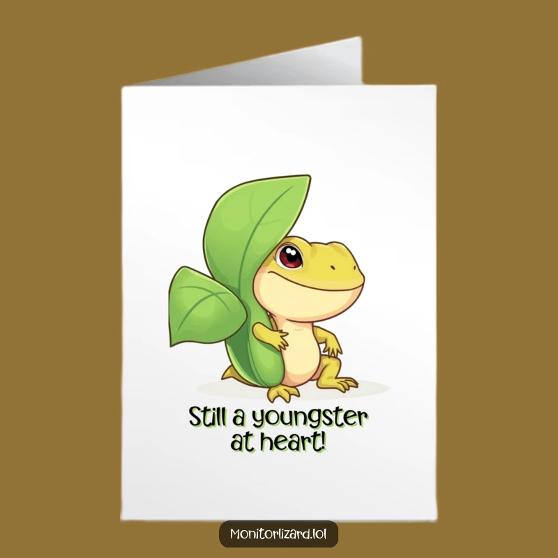 Free Printable Birthday Card: Funny Monitor Lizard Peeking - Adorable Downloadable Greeting