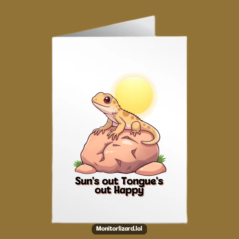 Funny Free Printable Birthday Card: Basking Monitor Lizard Hilarious Downloadable Gift