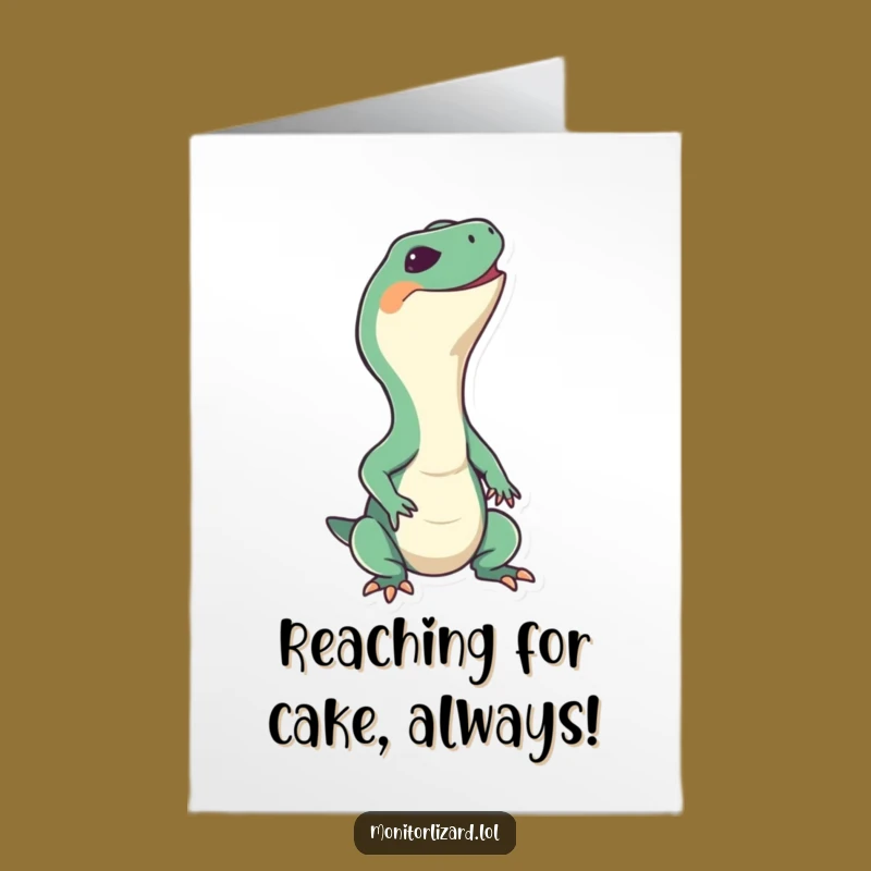 Free Printable Birthday Card: Happy Lizard Stretching - Joyful Downloadable Greeting