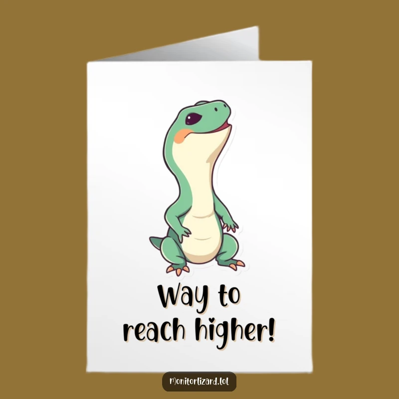 Free Printable Congrats Card: Grinning Lizard Stretch - Celebratory Downloadable Greeting