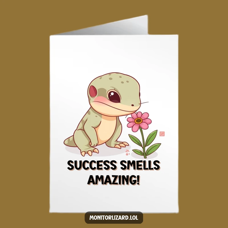 Free Printable Congrats Card: Lizard & Flower - Delightful Downloadable Celebration
