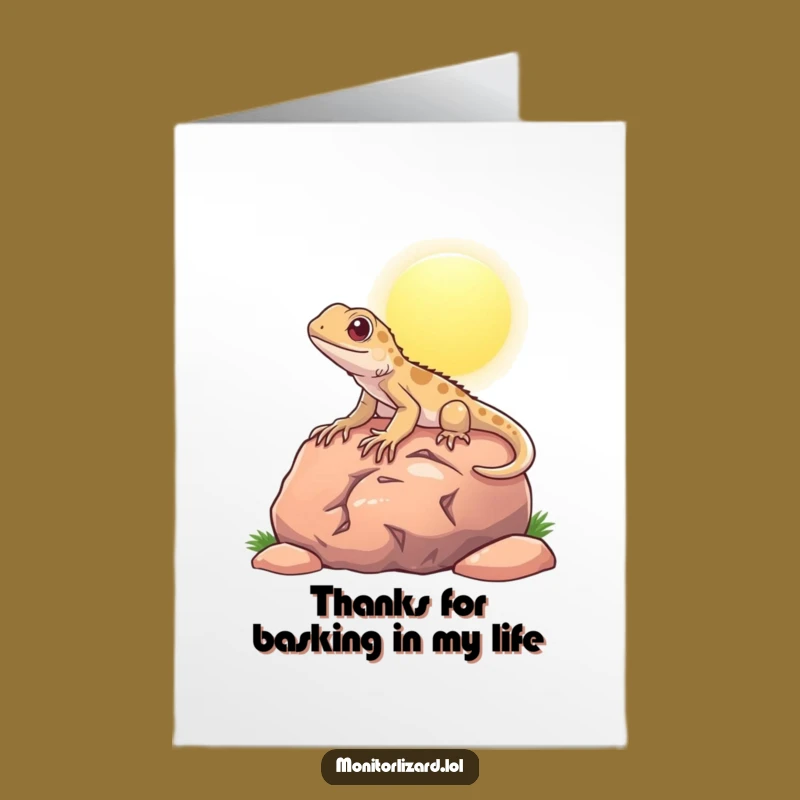 Free Printable Thank You Card: Basking Lizard Humorous Downloadable Appreciation Gift