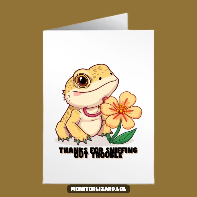 Free Printable Thank You Card: Lizard's Curiosity - Funny Downloadable Gift