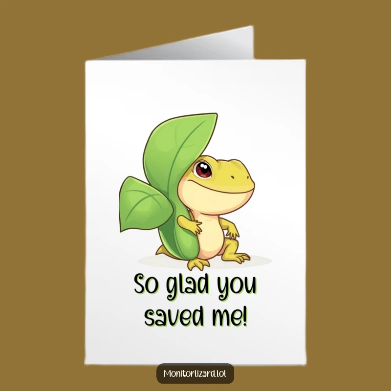 Free Printable Thank You Card: Smiling Lizard's Peek - Grateful Downloadable Greeting