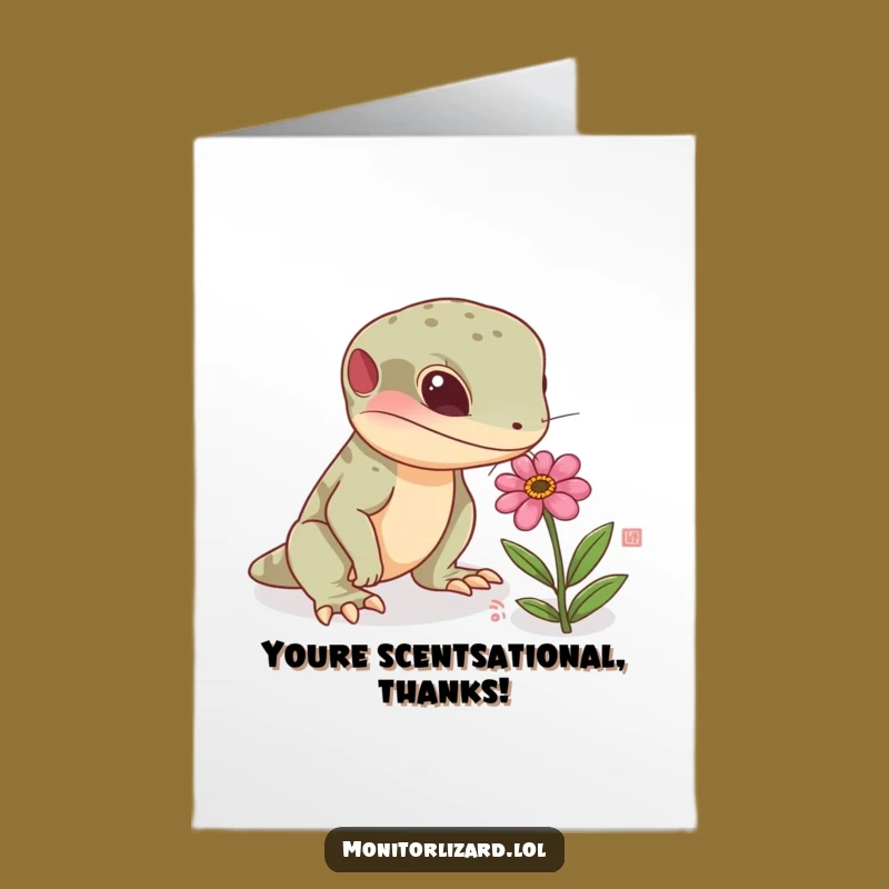 Free Printable Thank You Card: Lizard & Flower - Sweet Downloadable Gratitude