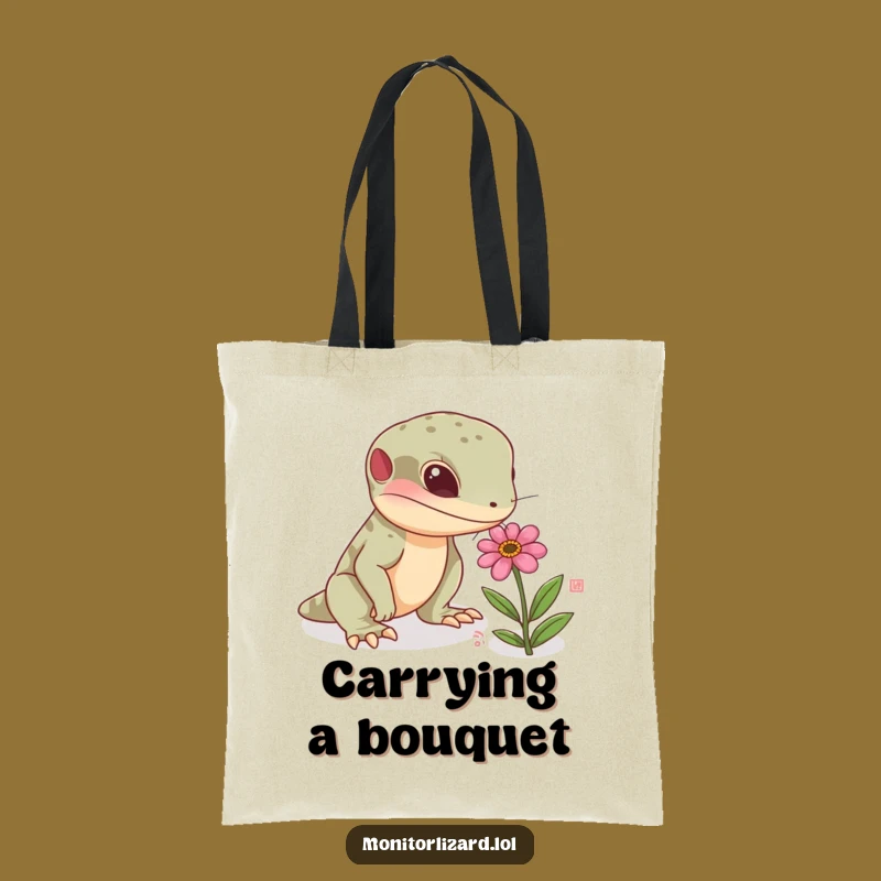 Funny Monitor Lizard Flower Tote Bag - Cute Reptile Accessory, Ideal Funny Gift